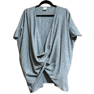 By Together Grey Wrap Twist Front Cocoon Sweater Size S - EUC